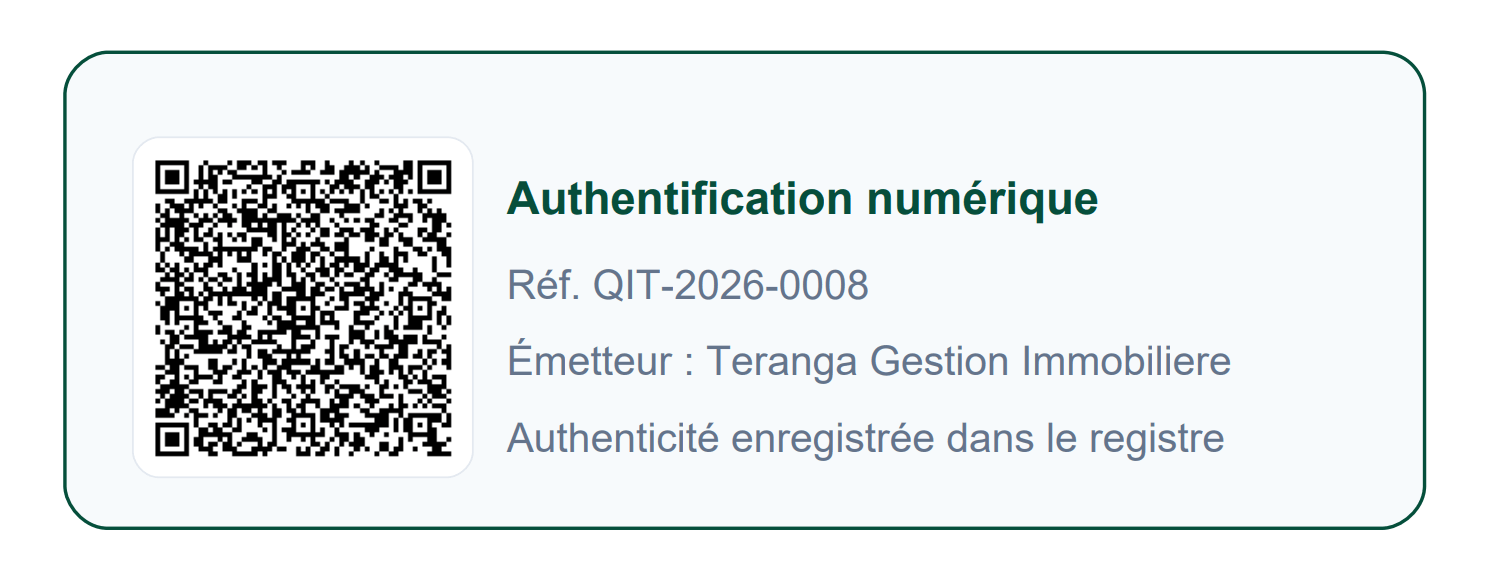 Détail du QR code de vérification imprimé sur une quittance réelle